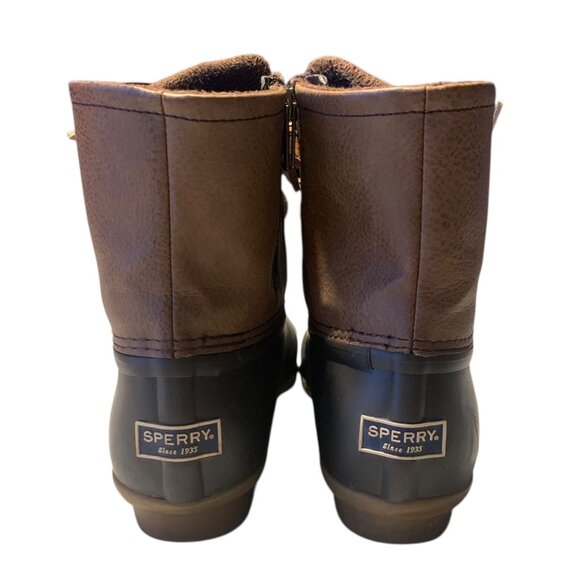 SPERRY Saltwater Brown Lace-Up Waterproof Women's Rain Duck Boots Size 8 - Picture 6 of 8